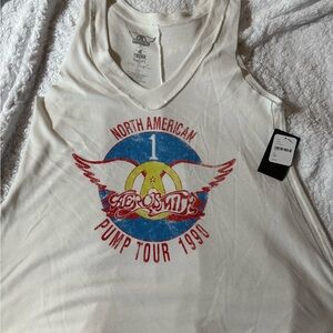 Free People Cream Graphic Tank Top